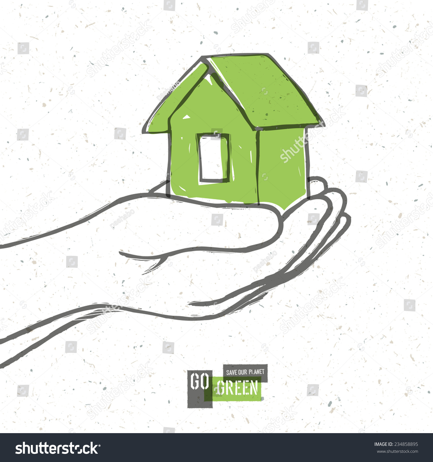 Go Green Concept Poster With House. Raster version