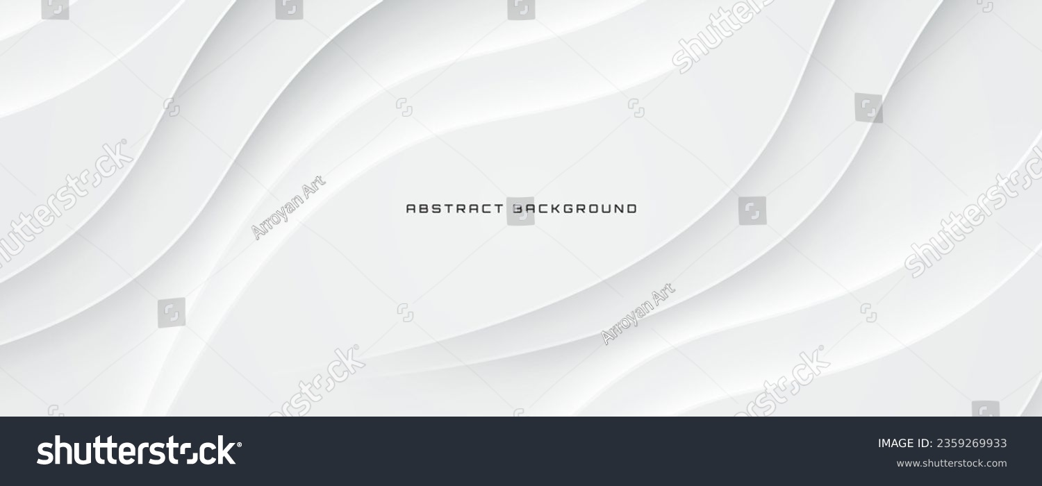 3D white geometric abstract background overlap layer on bright space with waves decoration. Minimalist modern graphic design element cutout style concept for banner  flyer  card  or brochure cover
