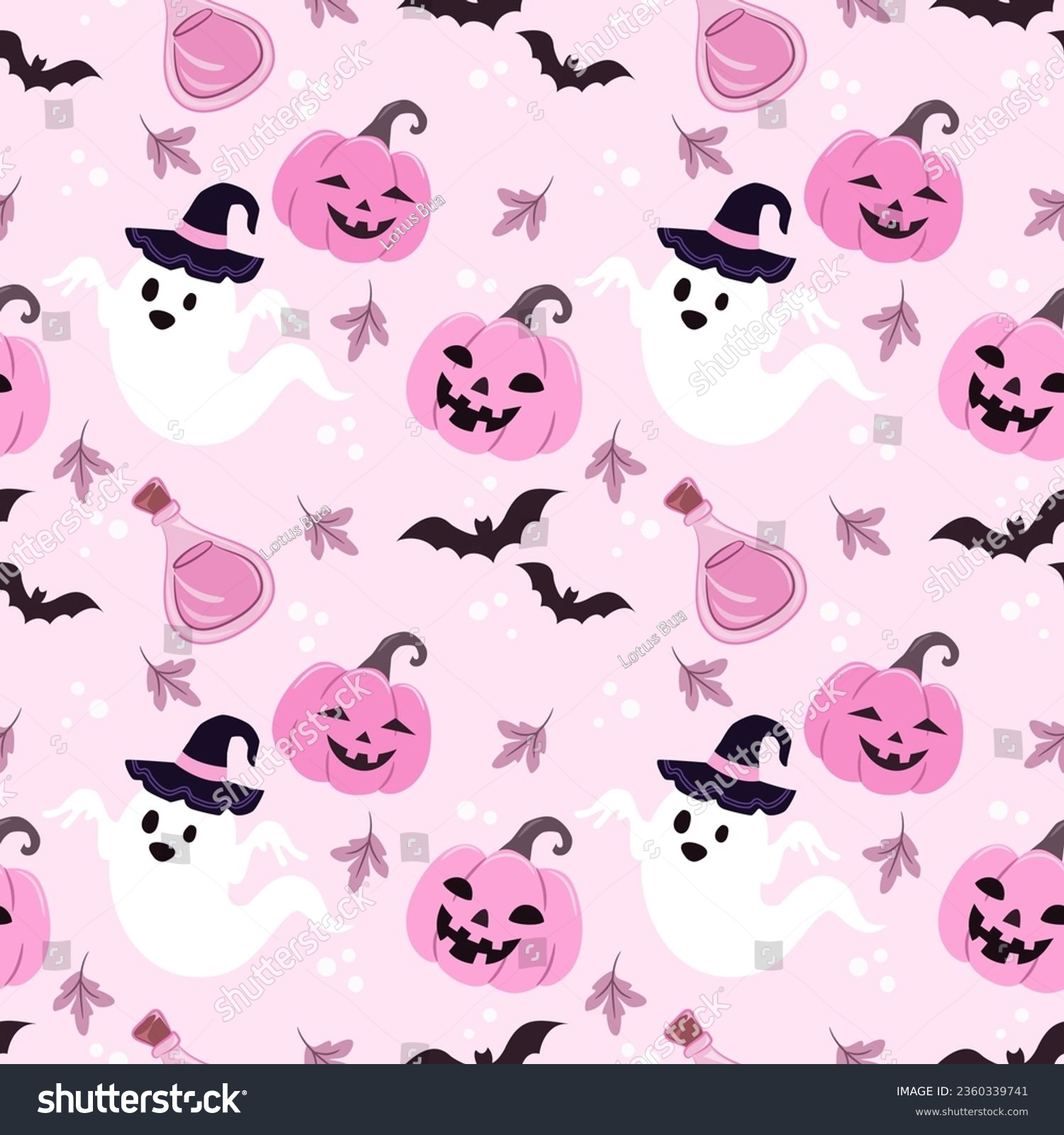 Cute cartoon Halloween element seamless pattern for fabric textile ...