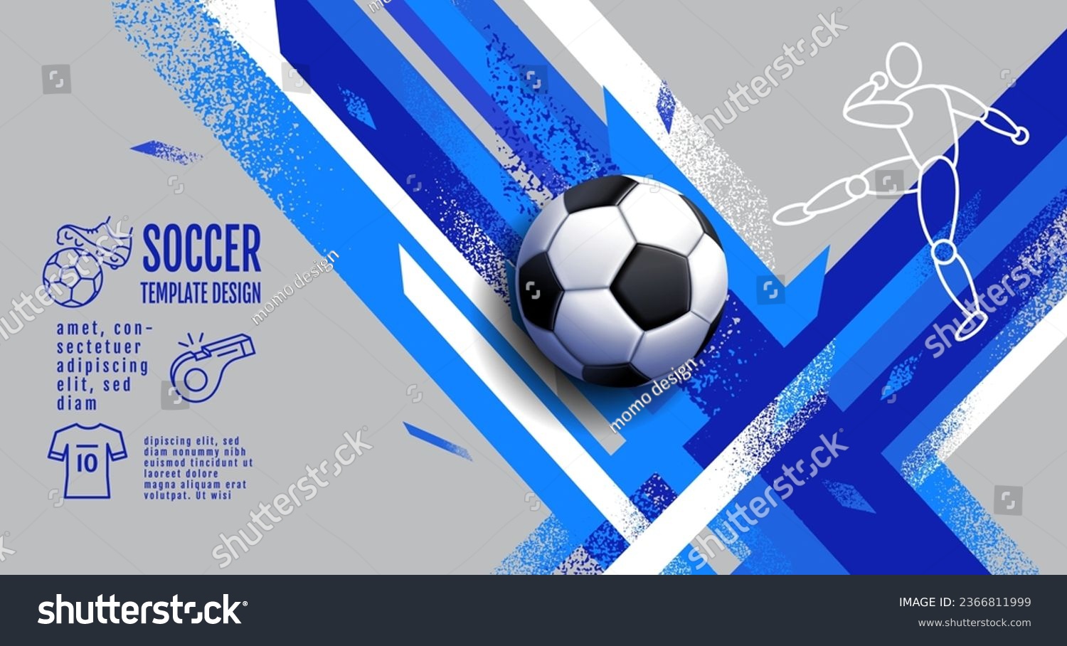 Soccer Template design   Football banner  Sport layout design  Blue Theme  vector illustration