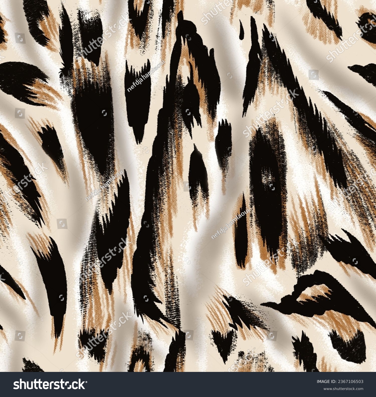 Seamless hand drawing leopard pattern  animal print.
