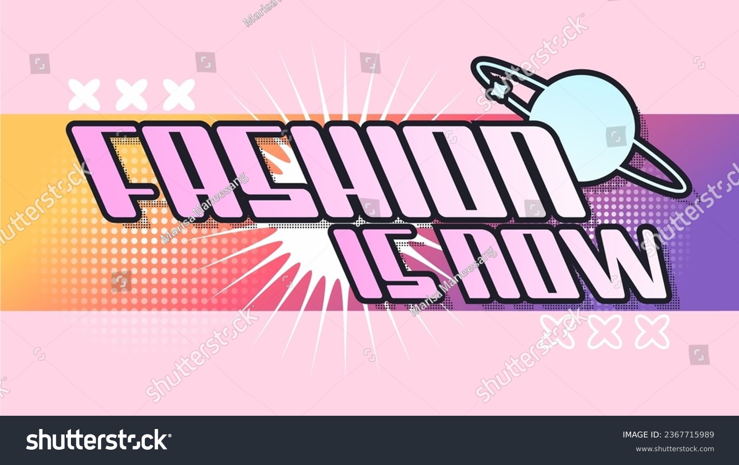 Y2K Style Aesthetics Space Fashion Typography Sign Template  Pink