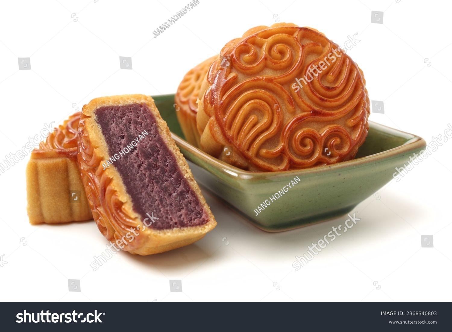 Mid-Autumn Festival moon cake on white background 
