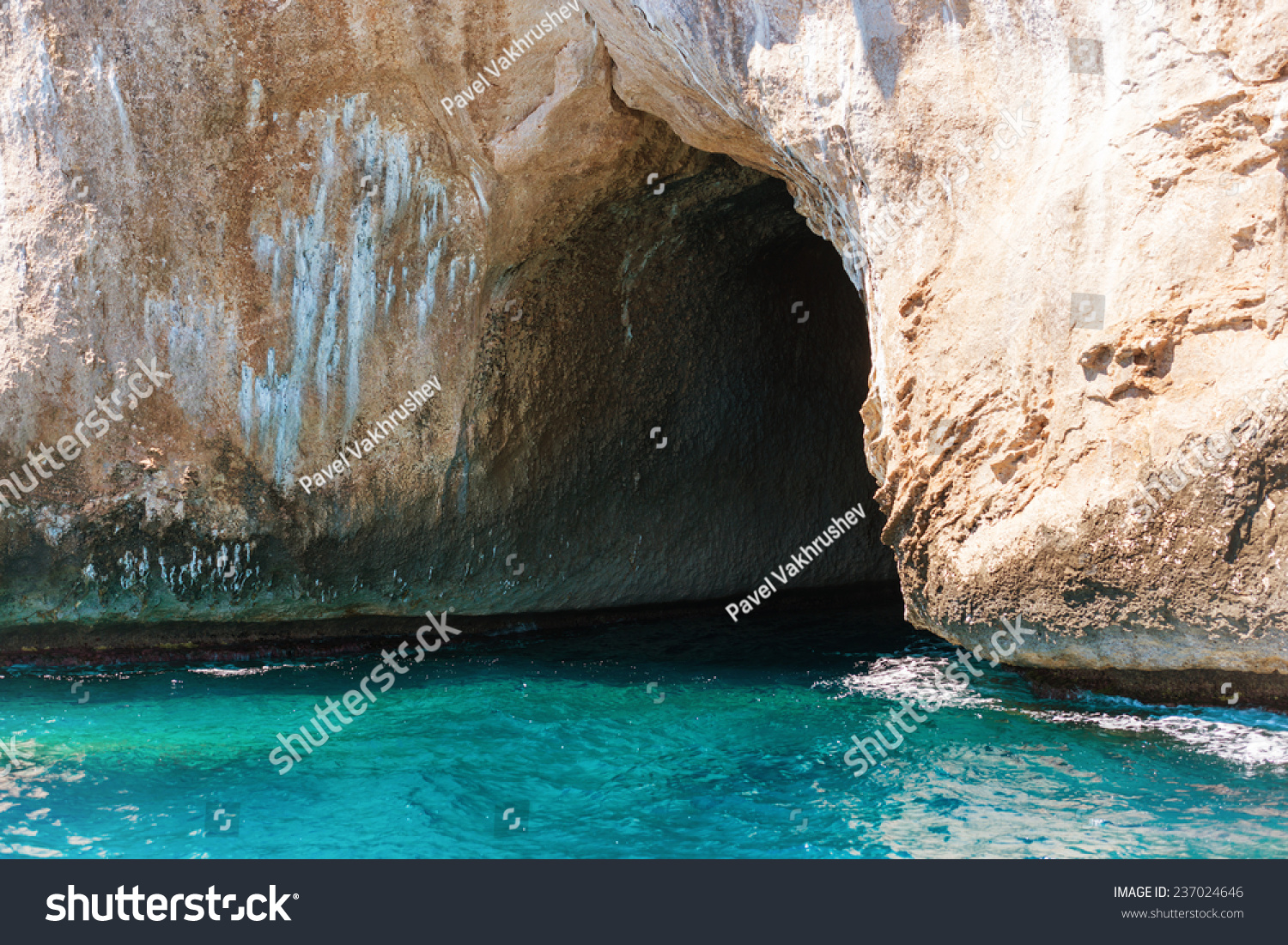 Big sea cave in the mediterranean coast. Sardinia  Italy.