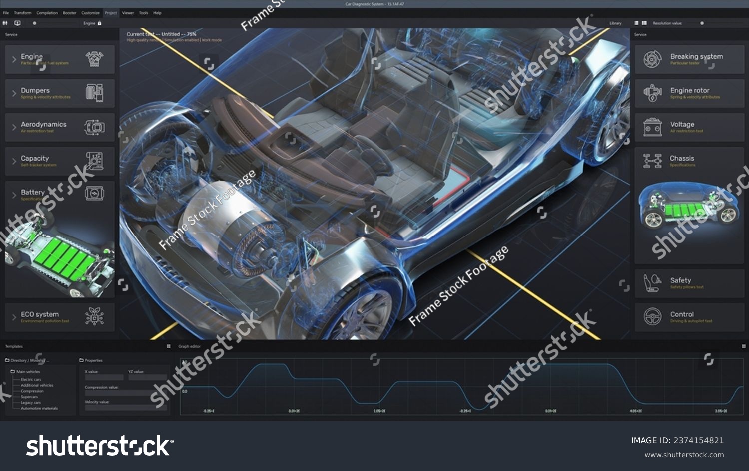 Digital tablet computer screen shows 3D futuristic graphical