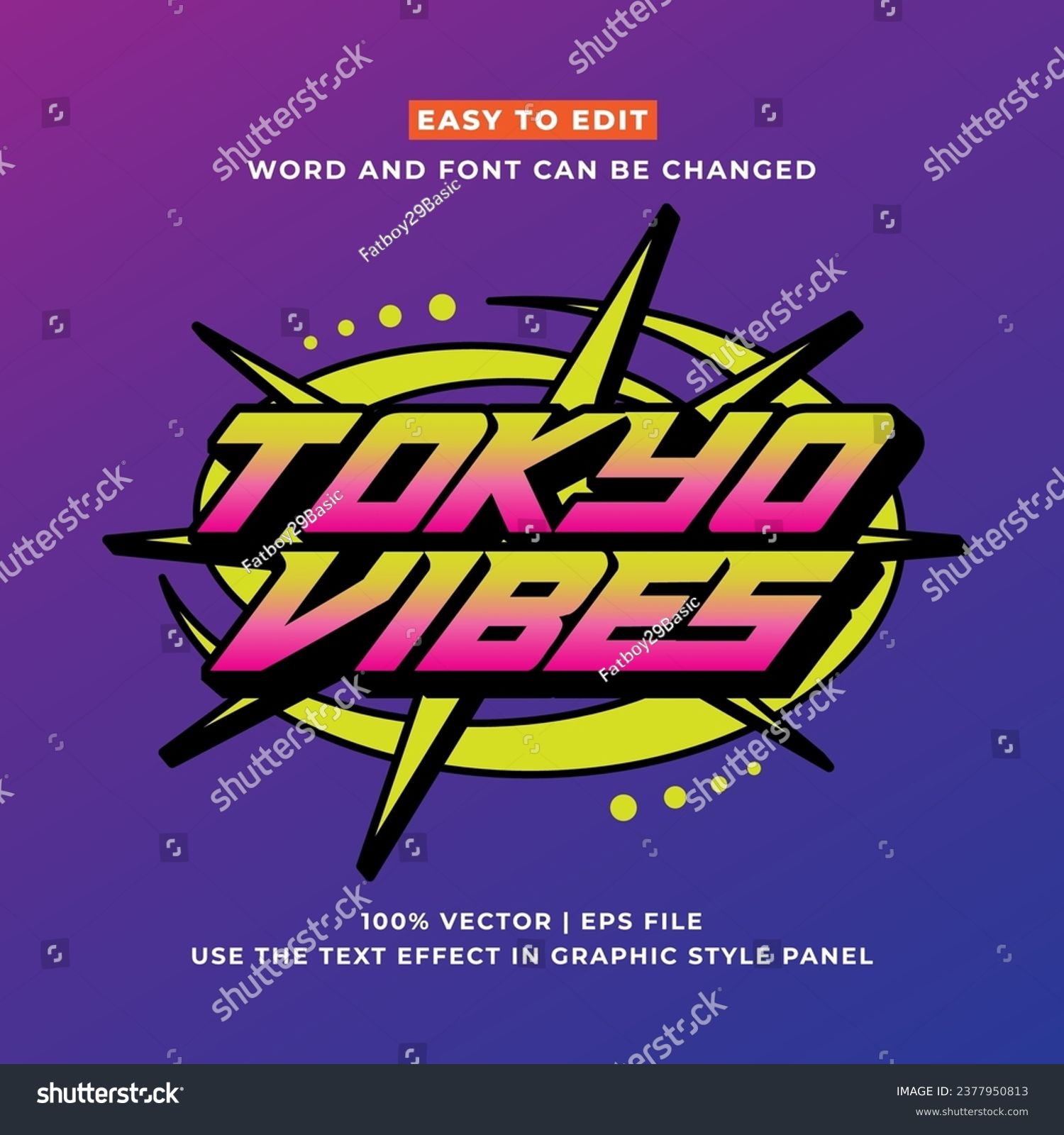 Tokyo japan y2k streetwear colorful slogan typography editable text effect 3d cartoon template style premium vector
