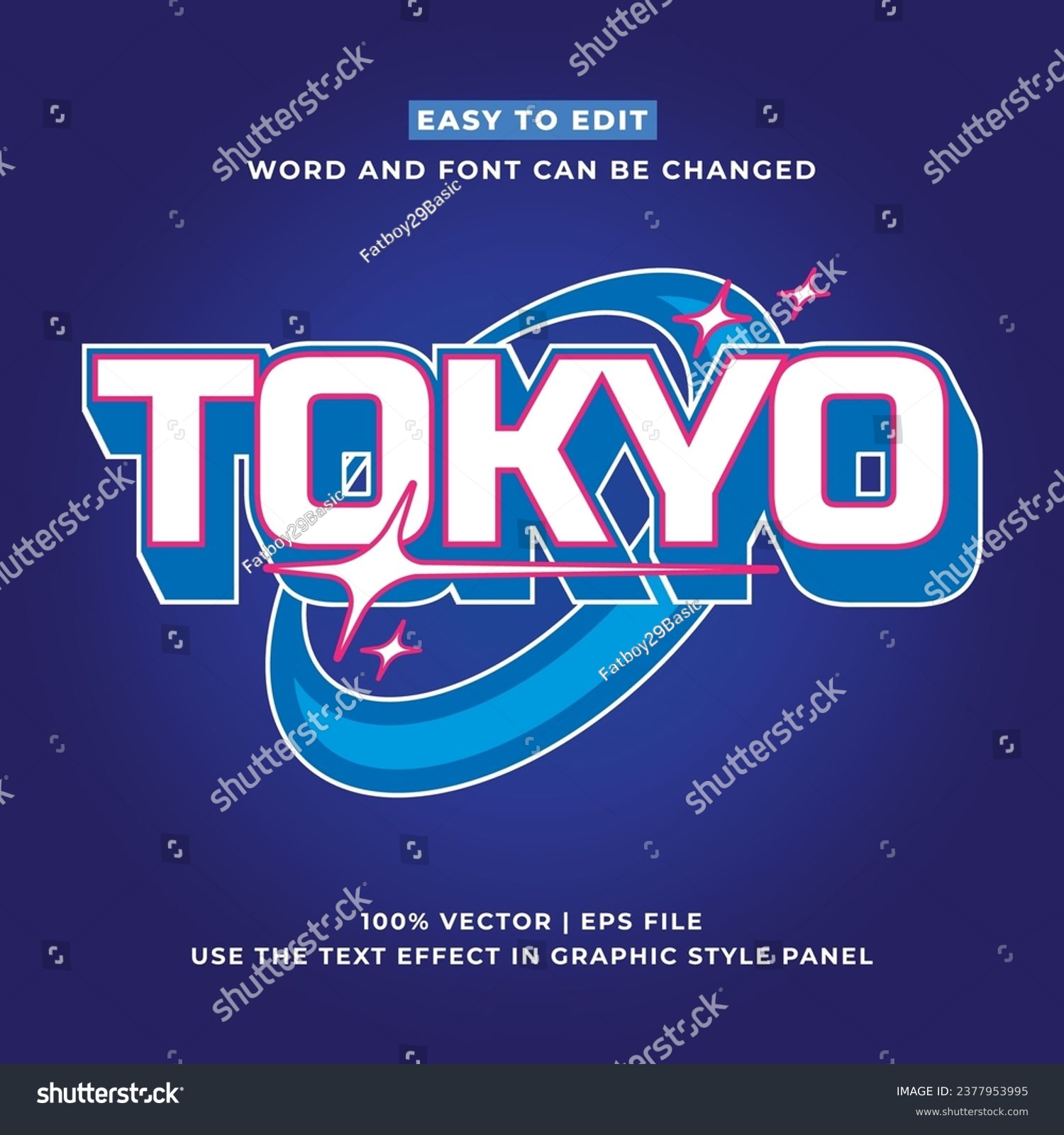 Tokyo japan y2k streetwear colorful slogan typography editable text effect 3d cartoon template style premium vector