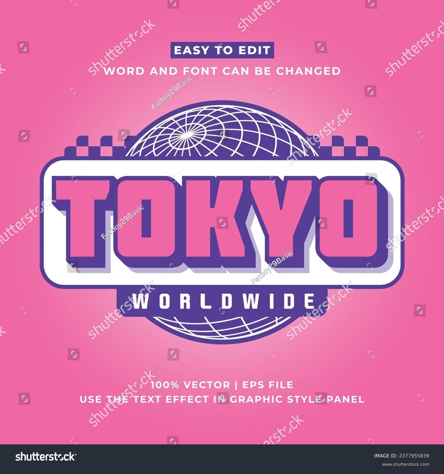 Tokyo japan y2k streetwear colorful slogan typography editable text effect 3d cartoon template style premium vector