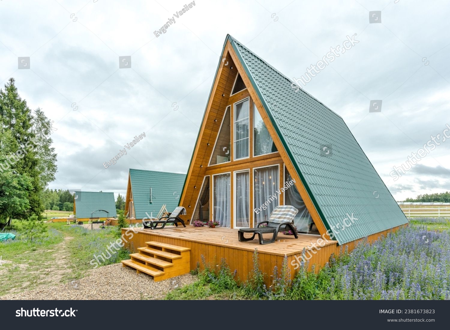 Triangular Hotels A country complex of several triangular guest houses with panoramic ...