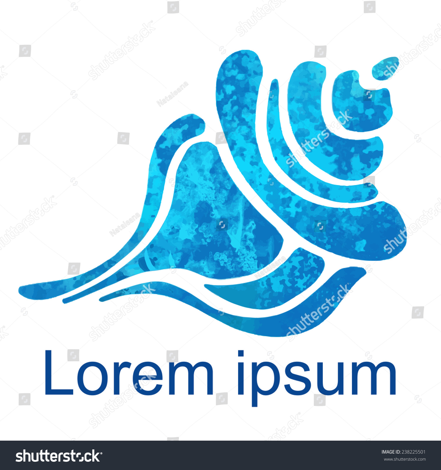 Watercolor sea shell closeup isolated on white background  icon  art logo design 