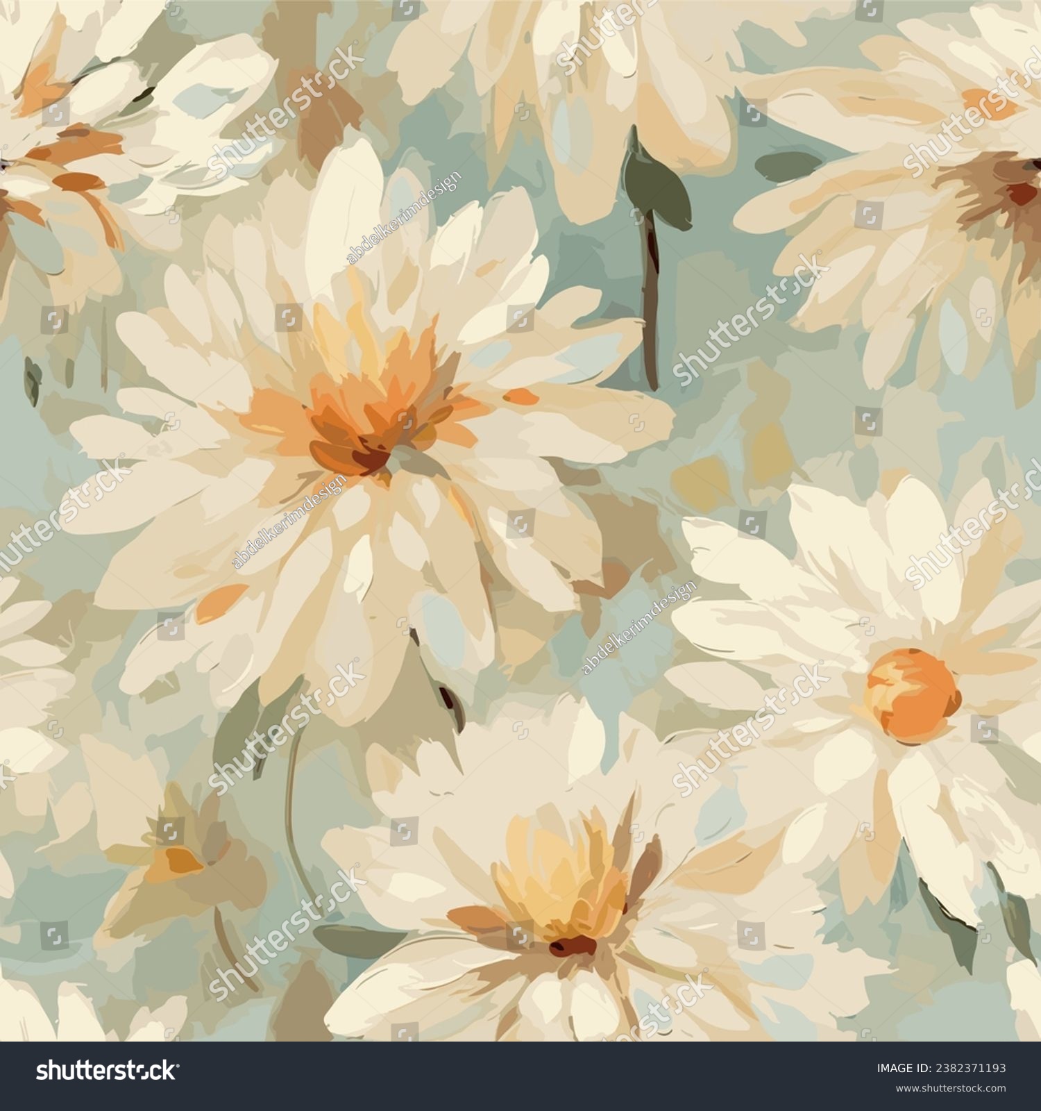 Seamless vector floral pattern. Arrangement cream flowers by delicately