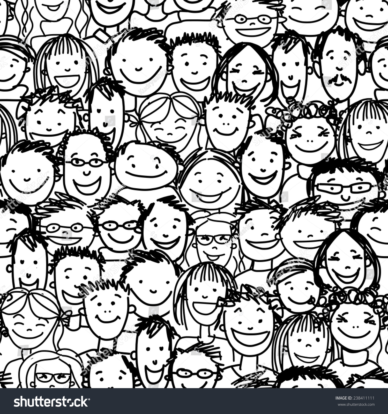 Seamless pattern with people crowd for your design  vector illustration