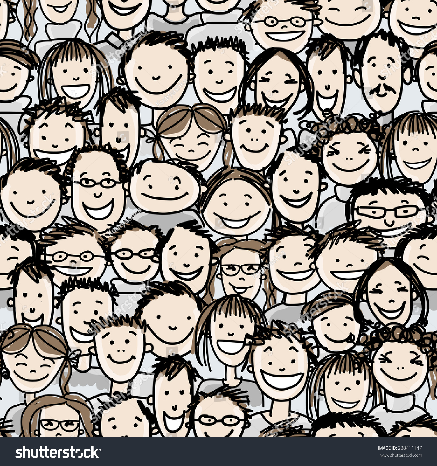 Seamless pattern with people crowd for your design  vector illustration