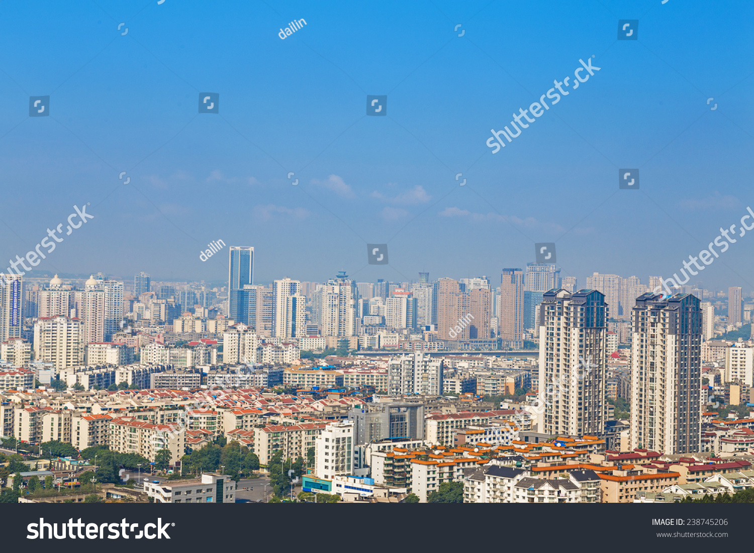 mianyang china  city panorama  with blue sky