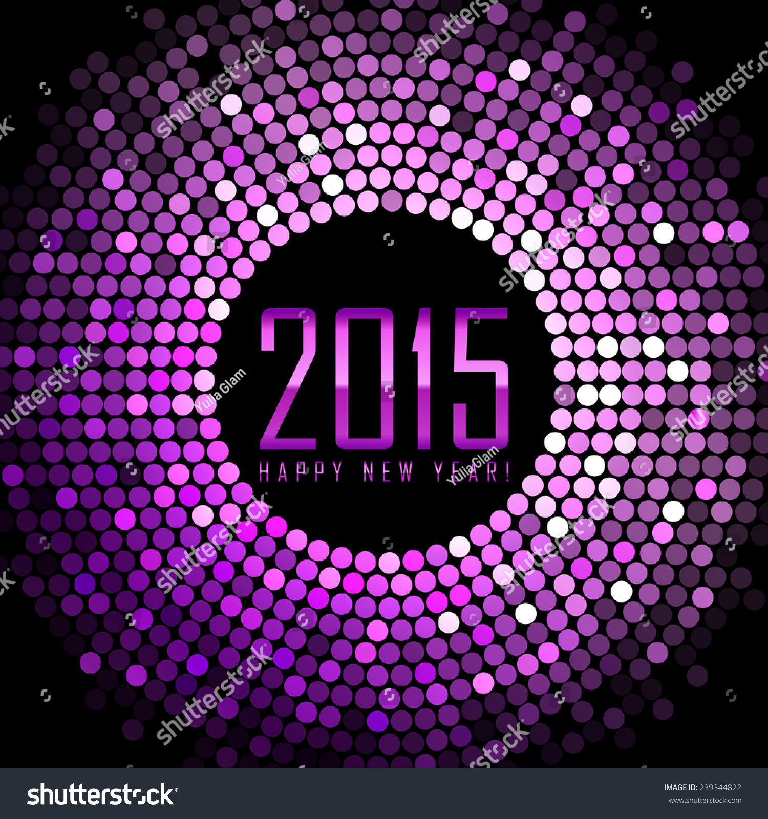 Happy New Year 2015 - purple disco lights frame