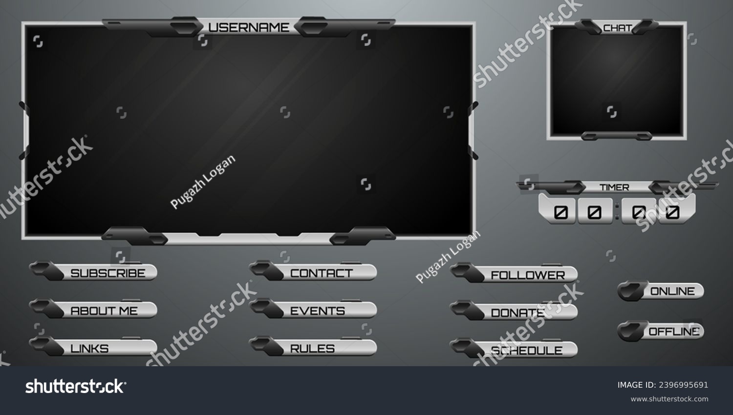 Futuristic Live Stream Overlay Webcam Screen Panel Metal Border Frame ...