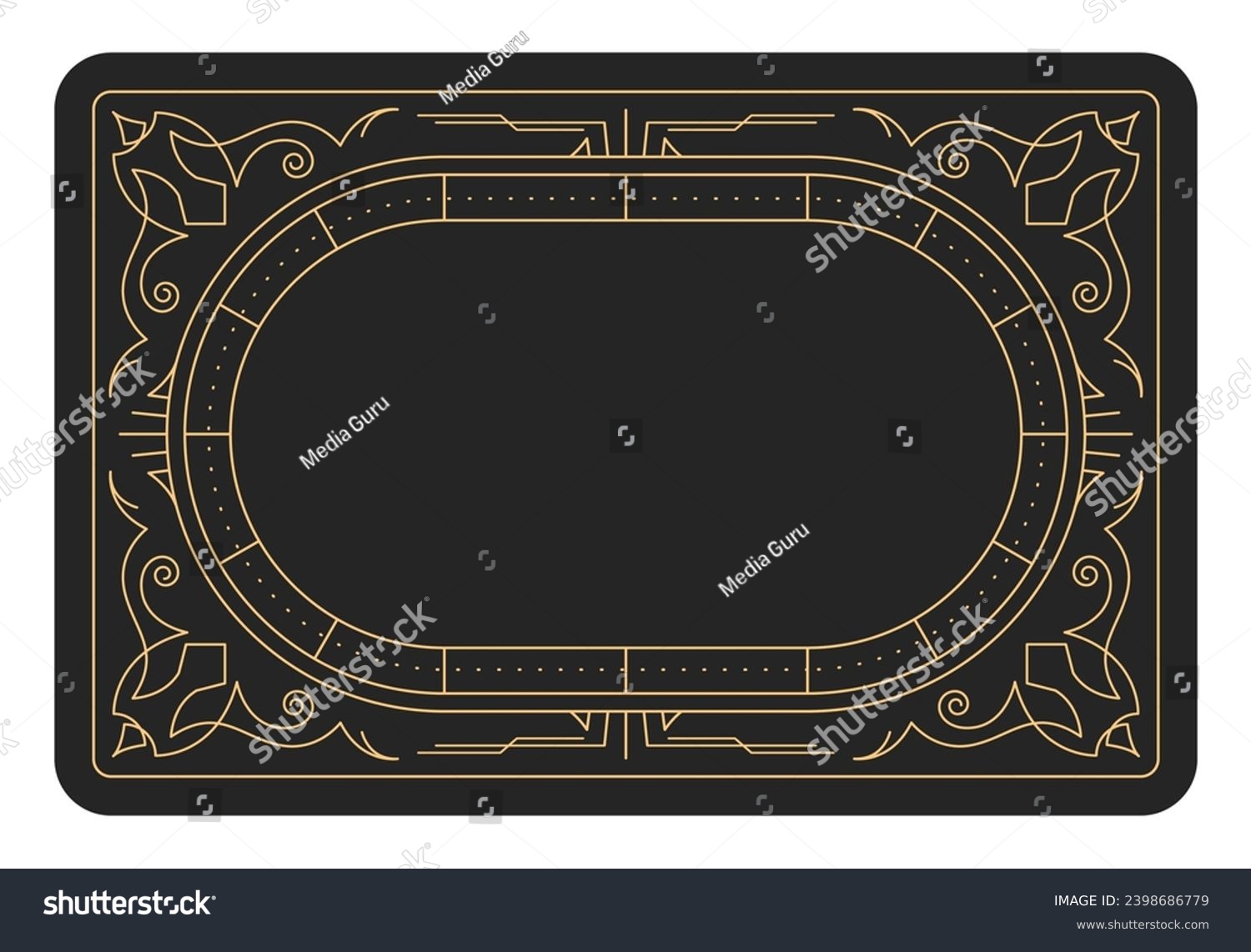 Magic style frame with ornamental border pattern banner reverse side of ...