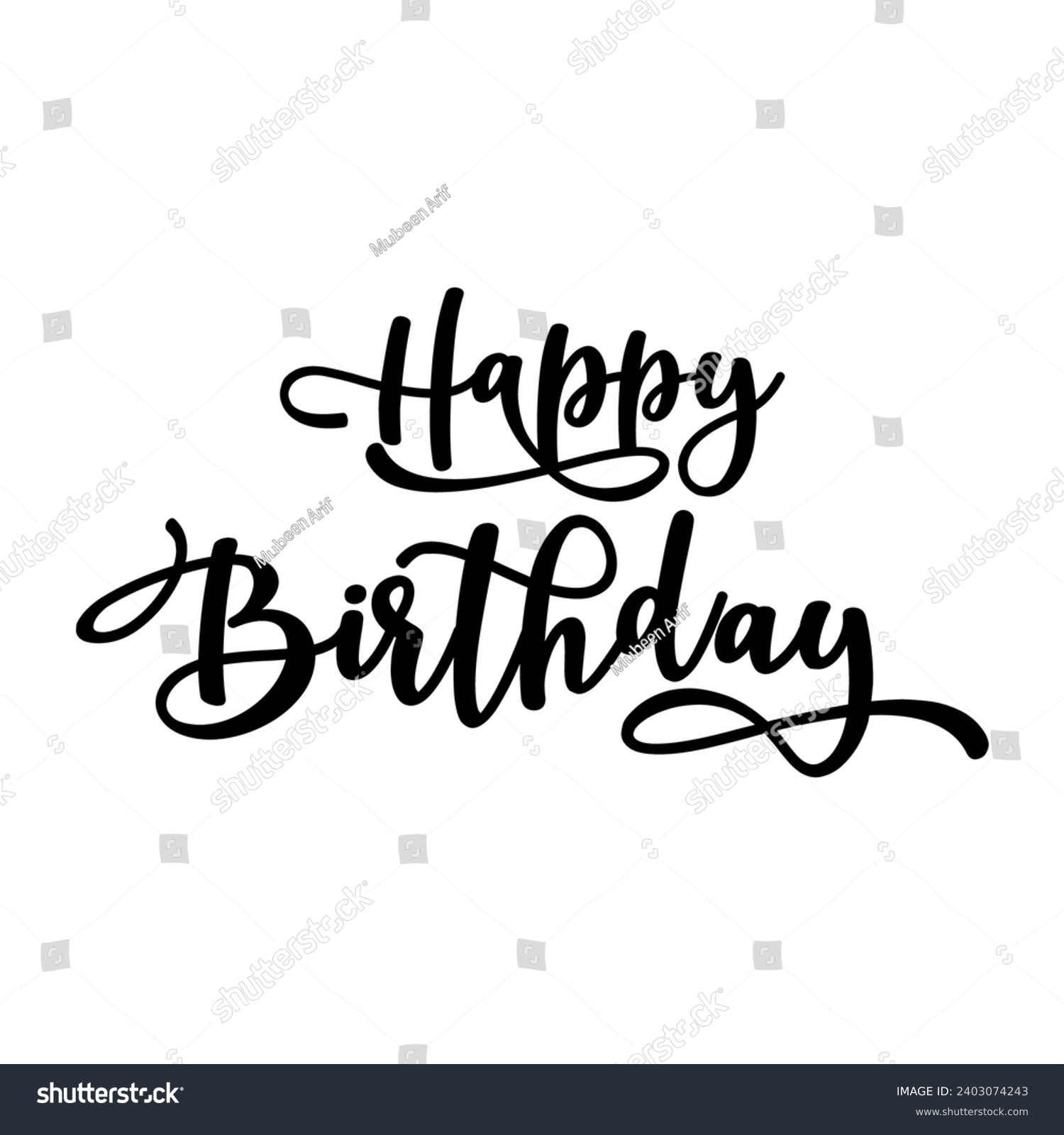 happy birthday hand drawn text phrase