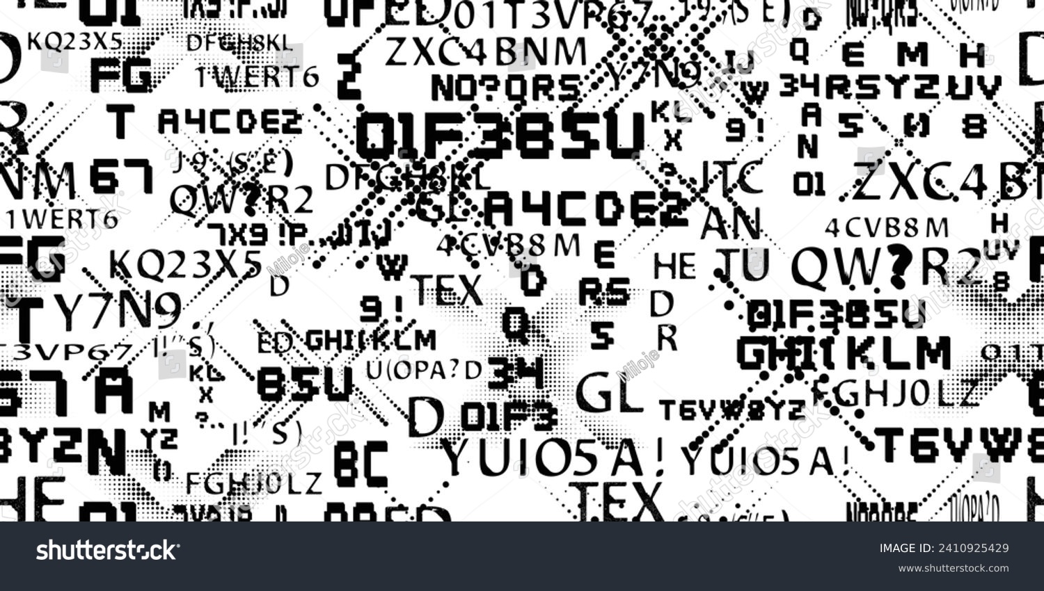 Glitch distorted abstract words . Seamless pattern texture. Pixel fonts ...