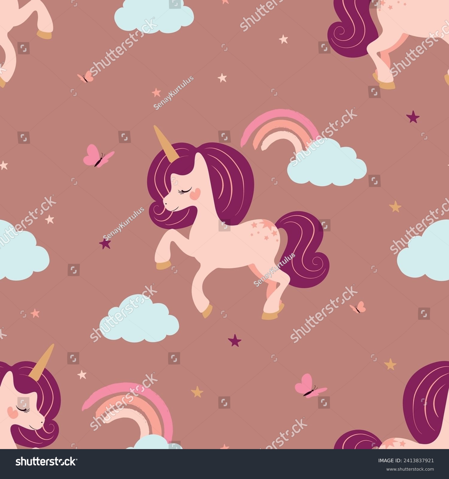 Cute unicorn seamless pattern vector illustration for kids fashion ...