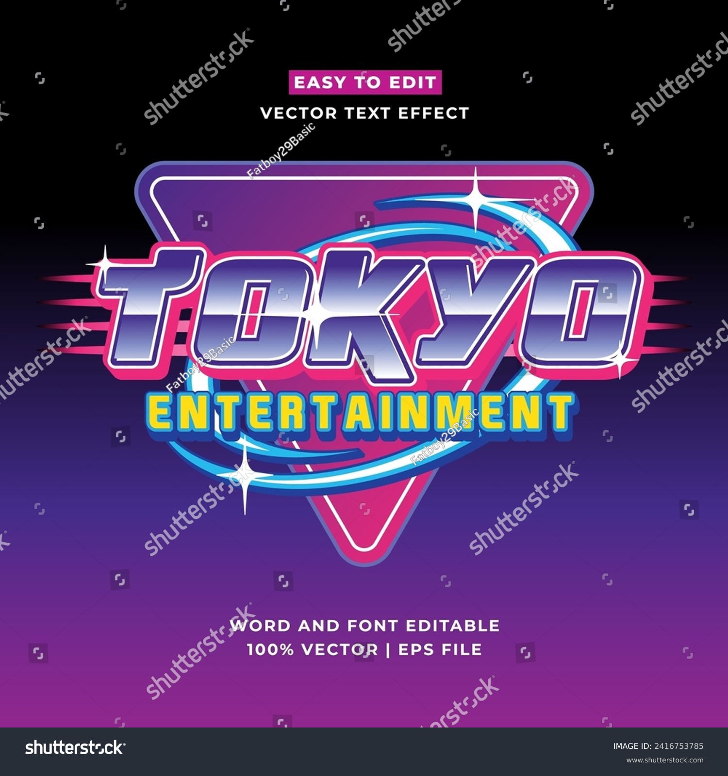 Retro Tokyo Japan 3D vector cartoon style editable text effect. Vector logo icon