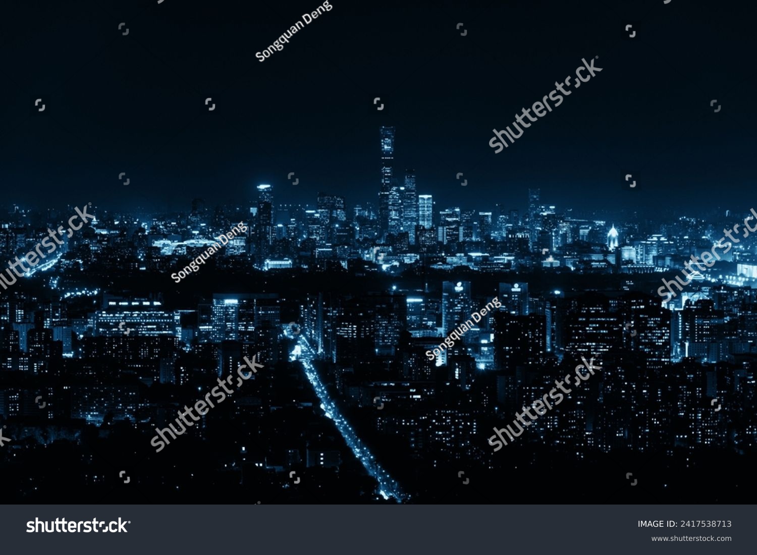 Beijing city skyline panoramic view at night with architecture in China