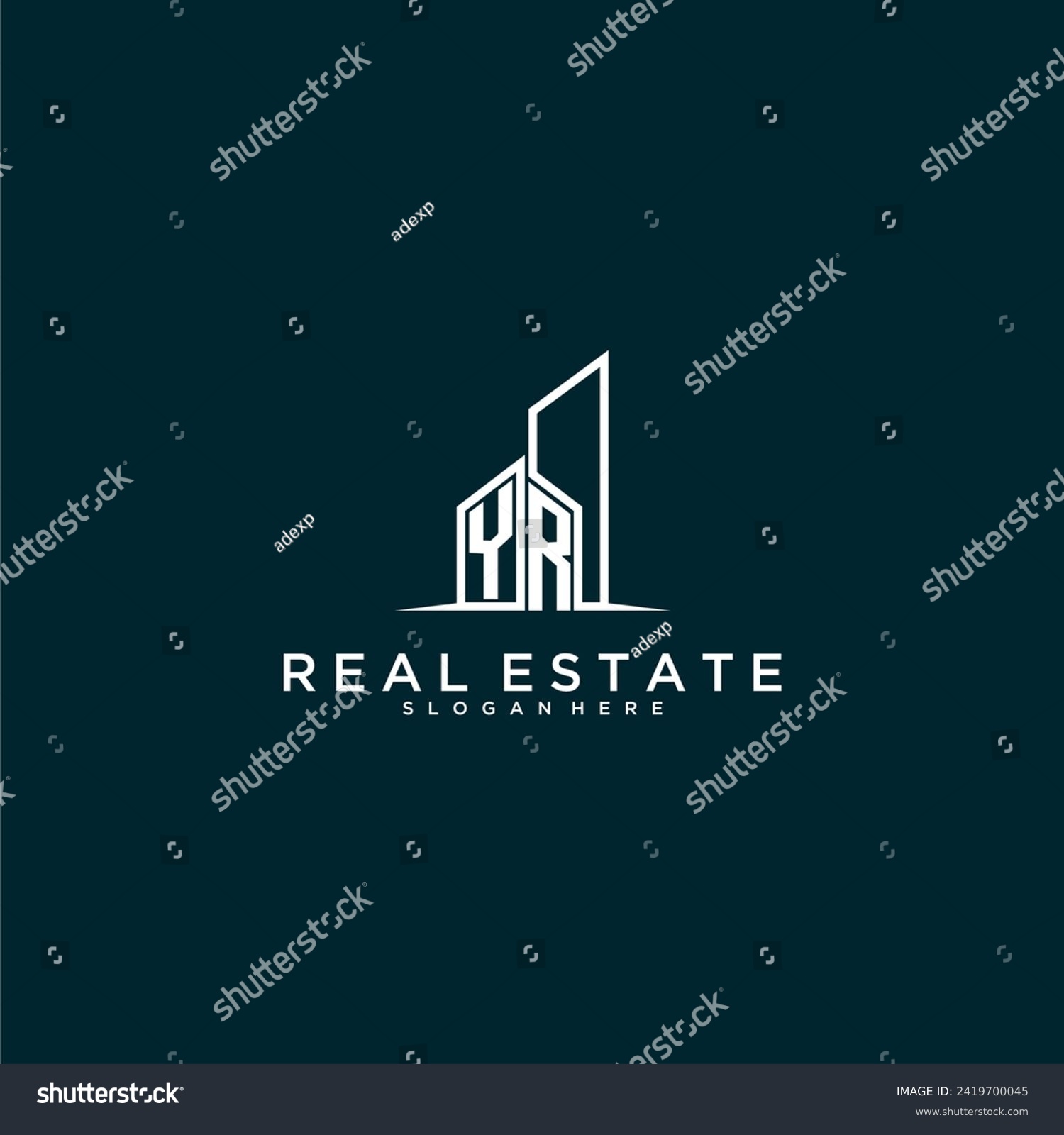 YR initial monogram logo real estate with building style design vector ...