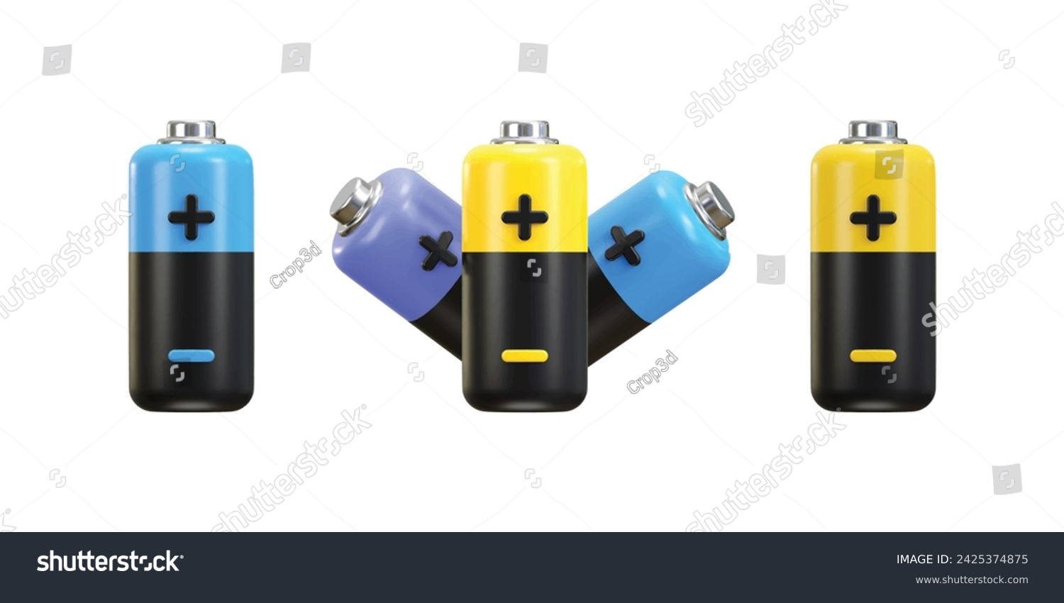 battery stick with plus and minus sign electric power 3d vector icon ...
