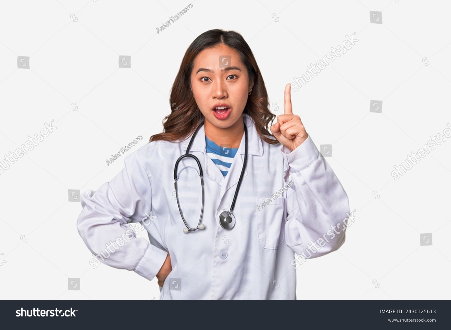A young asian doctor woman having an idea  inspiration concept.