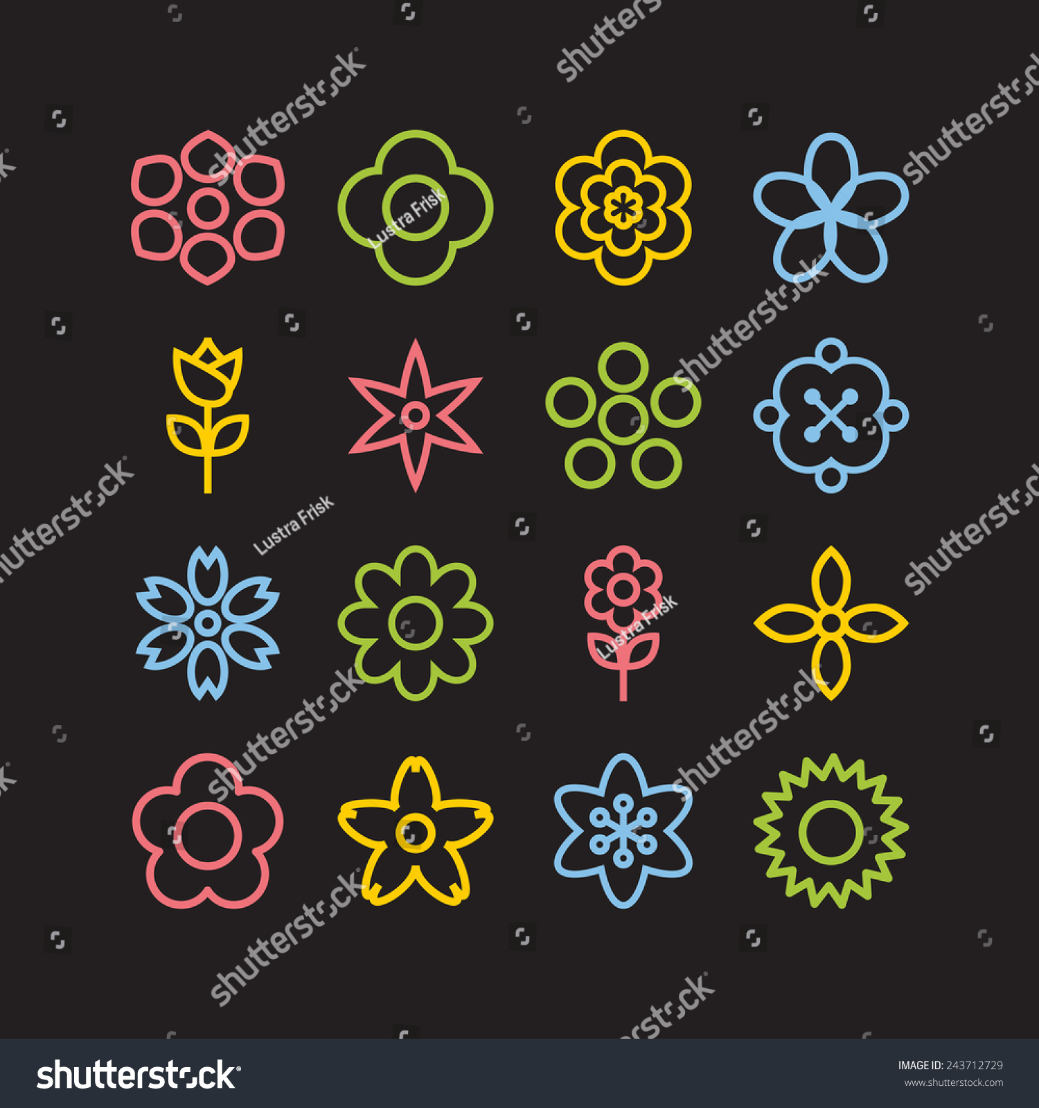 Simple flower icon set