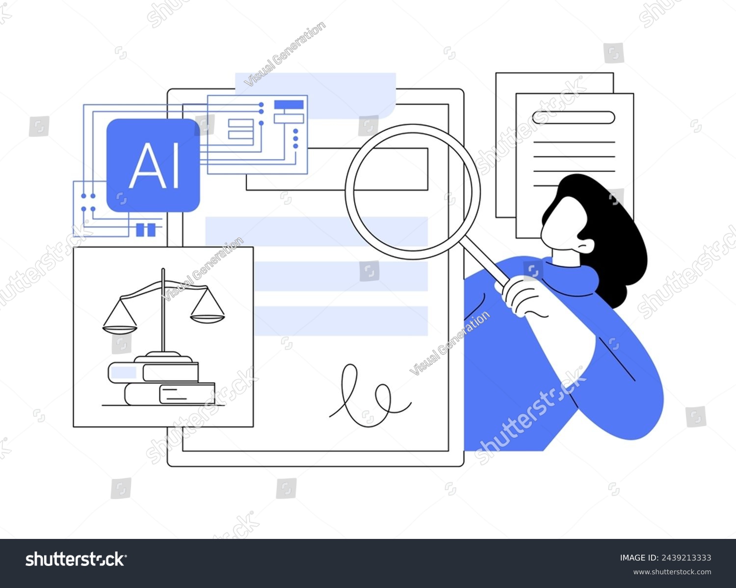 AI-Assisted Contract Analysis abstract concept vector illustration. Legal Services. Reviewing and extracting important information from contracts using AI Technology. abstract metaphor.