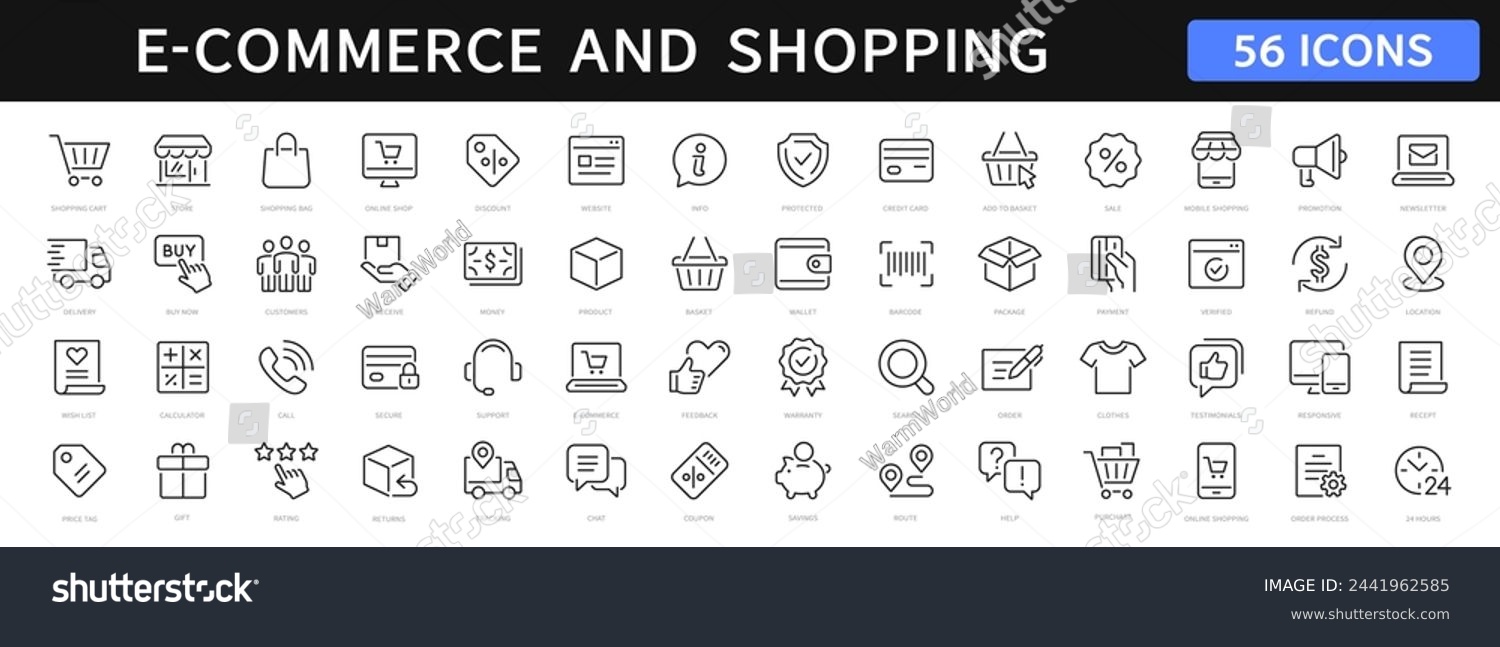 E-Commerce and Shopping thin line icons set. E-Commerce Shop Online ...