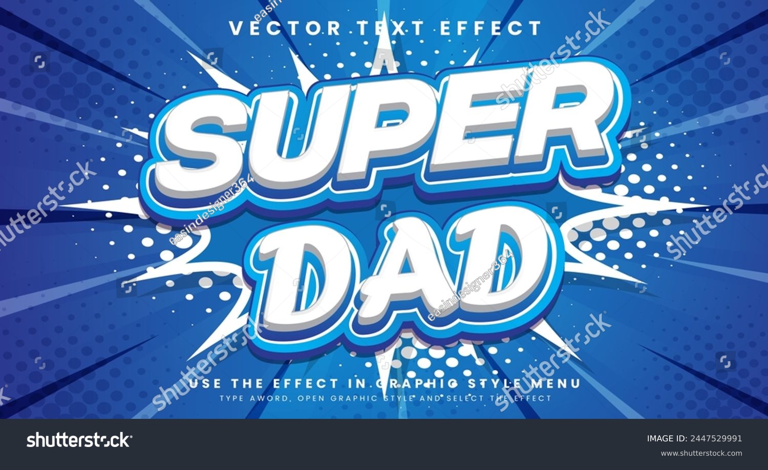 Super Dad 3D editable text effect Template with Comic Style