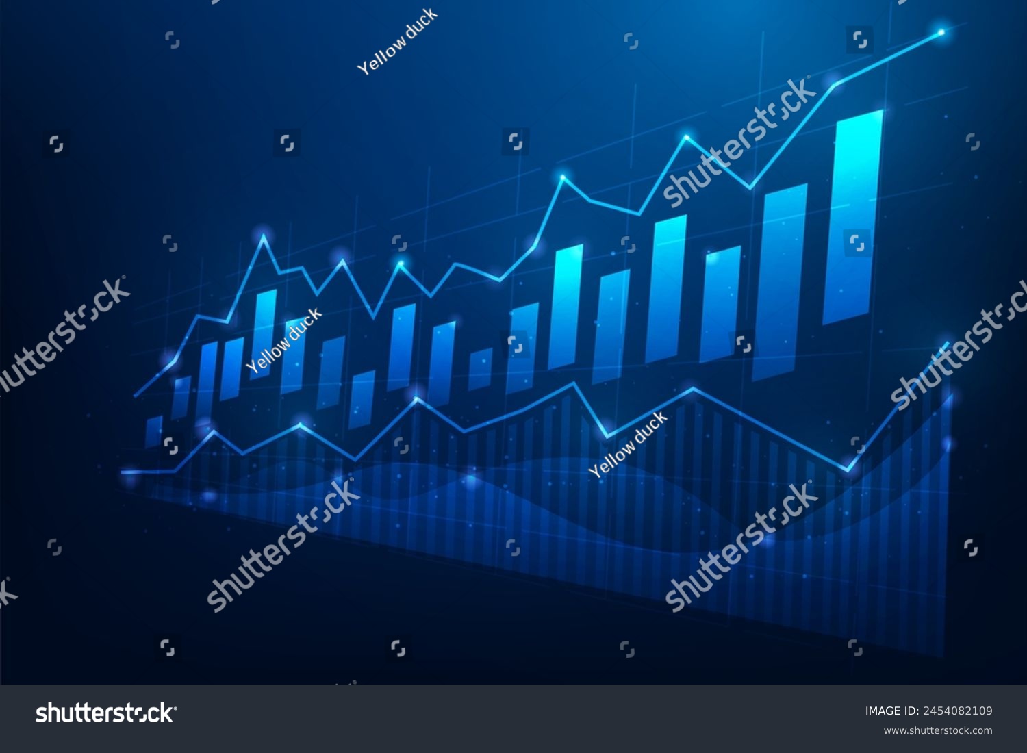business graph finance trading increase technology on blue background. chart stock market growth digital. vector illustration fantastic design.