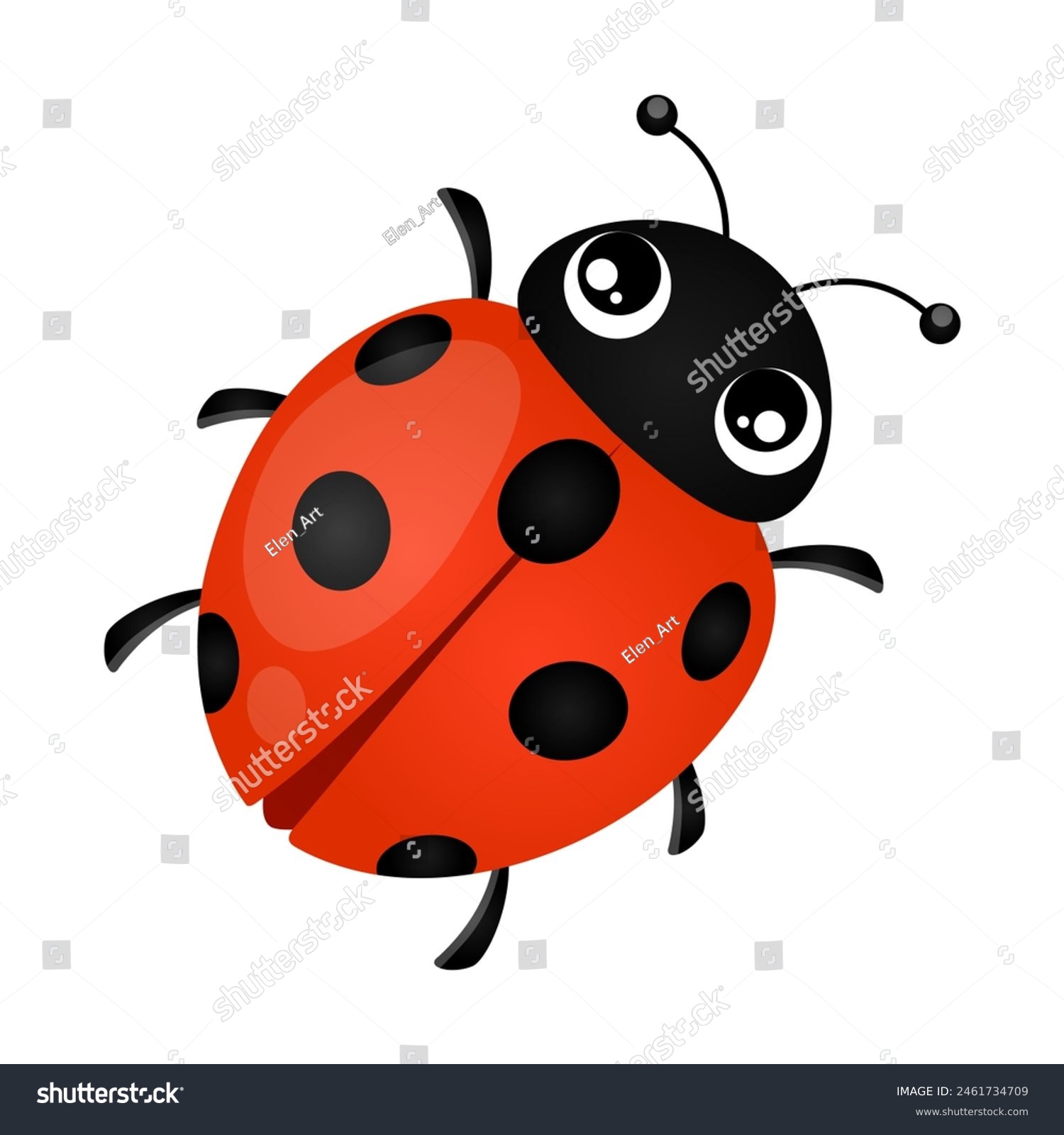 ladybug cartoon insect vector cute character isolated on white
