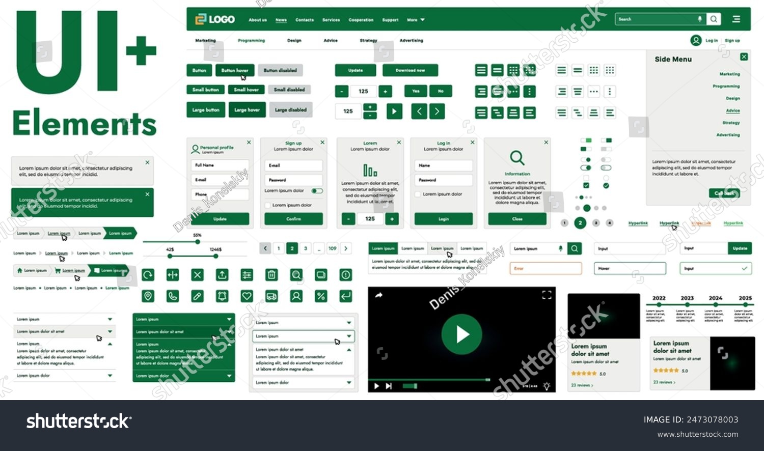 These graphic components provide a comprehensive approach to the development of interfaces that meet modern requirements for functionality and aesthetics in Internet resources.