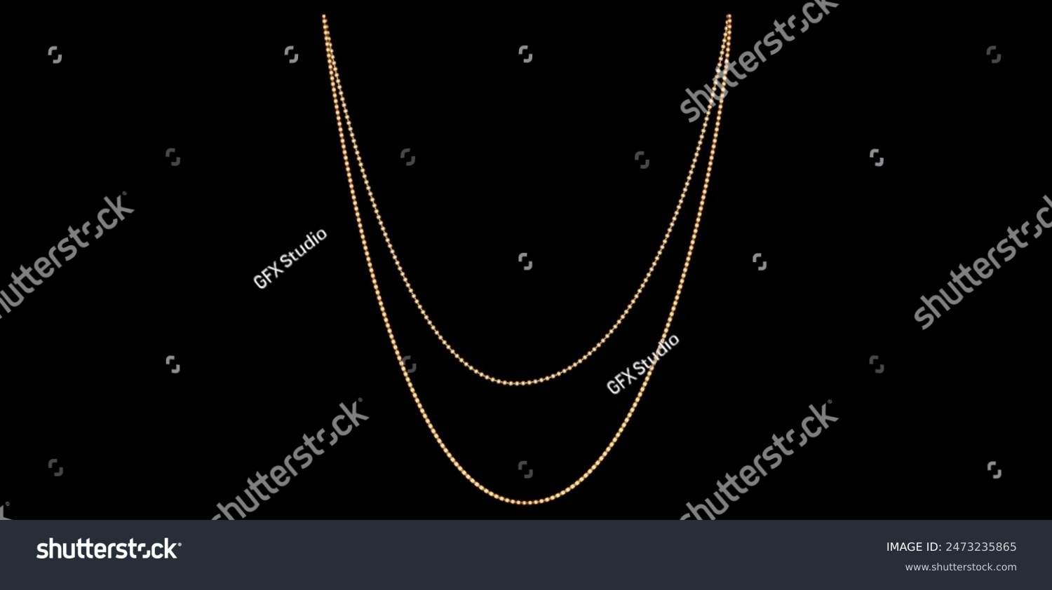 Layered Gold Chain Necklace On Black Background  Unique Fine Jewelry Vector Illustration.	