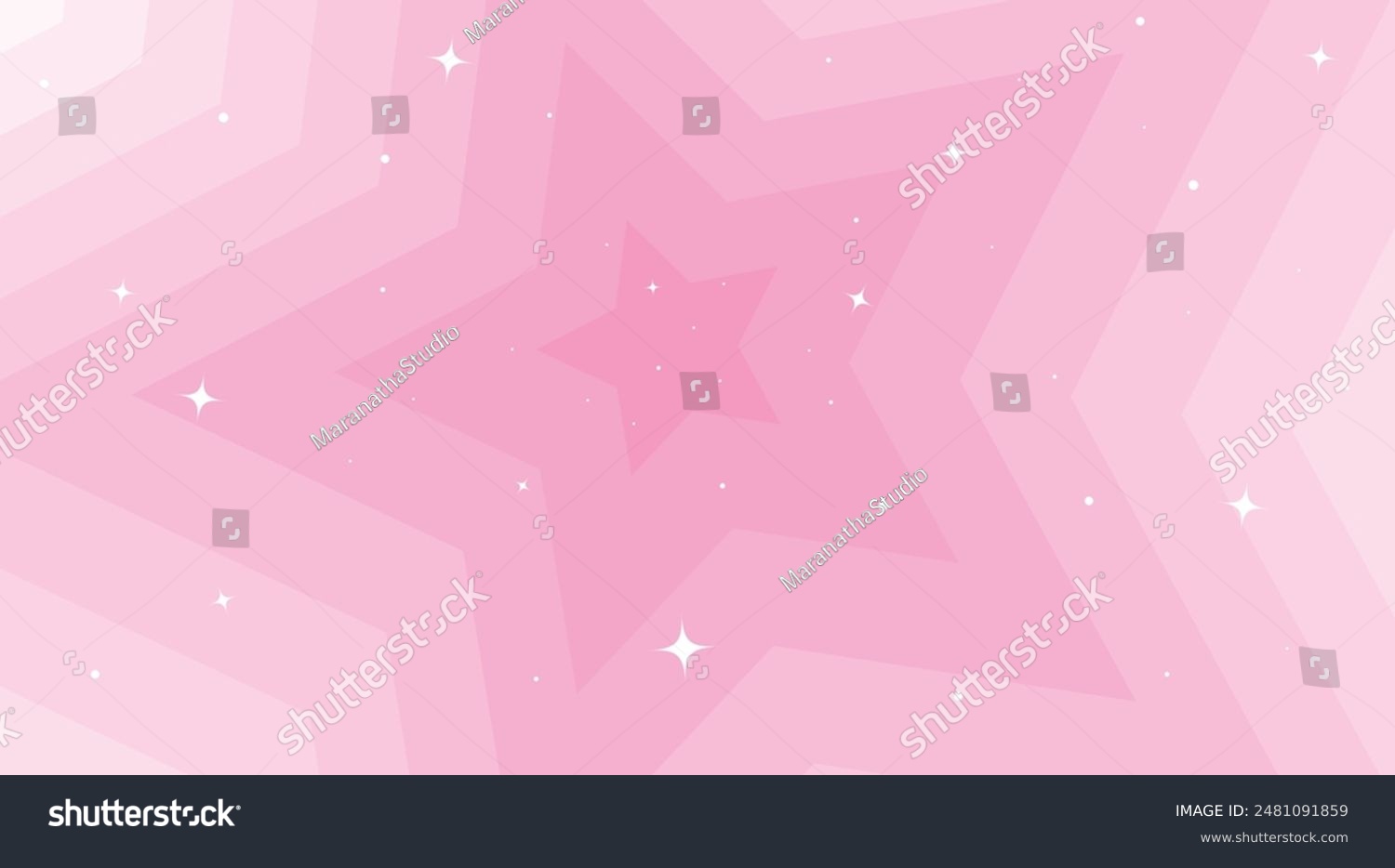 Beautiful background pink stars with sparkles. Vector illustration