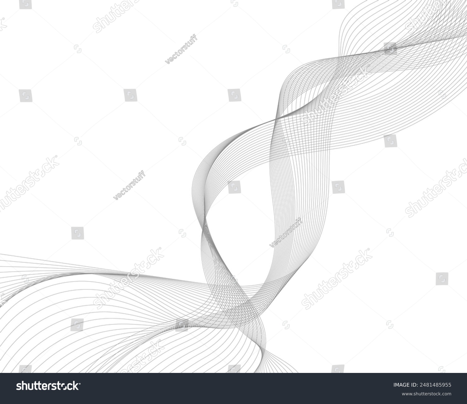 Abstract vector modern background with grey wavy lines and particles ...