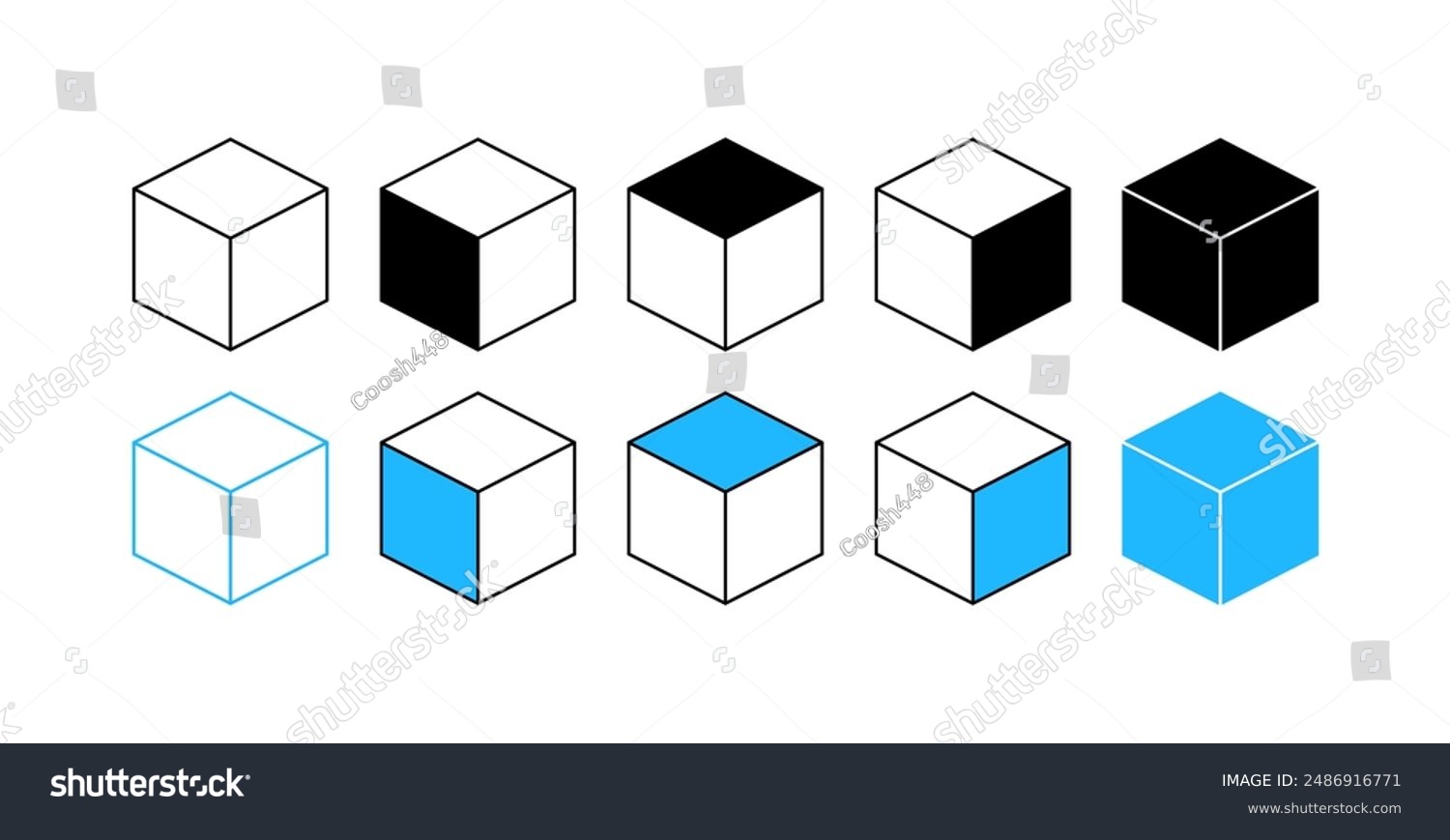 Cube Icon Set.3D Cube Icon Set. Flat Style. Vector icons