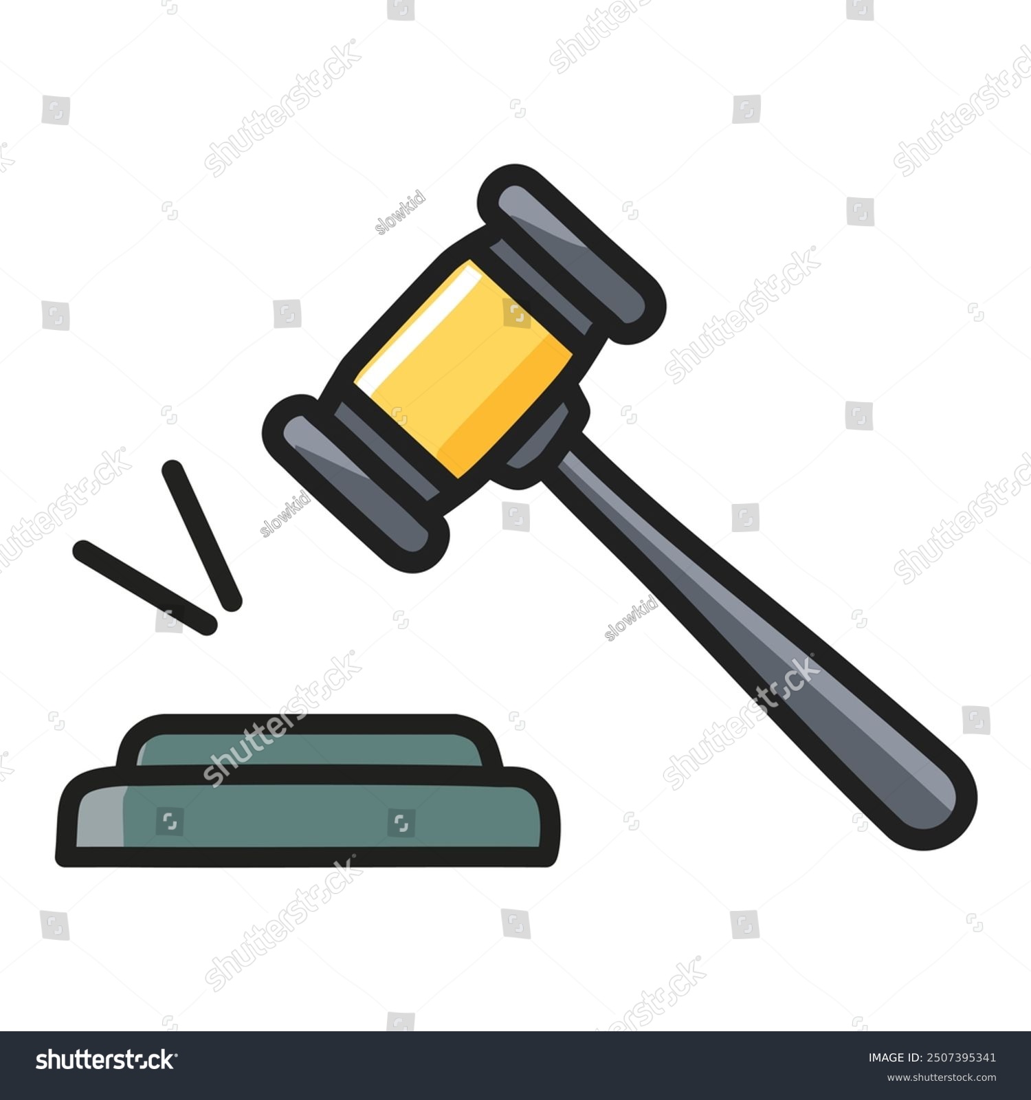 Gavel icon illustration. A simple vector illustration of a gavel hitting a block. This image is perfect for representing legal  justice  and law concepts.