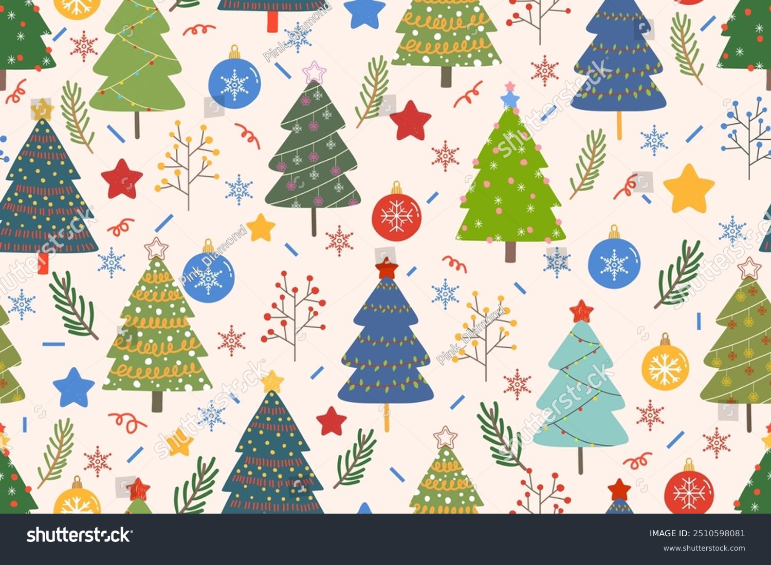 christmas seamless pattern with snowman christmas trees stars and ...