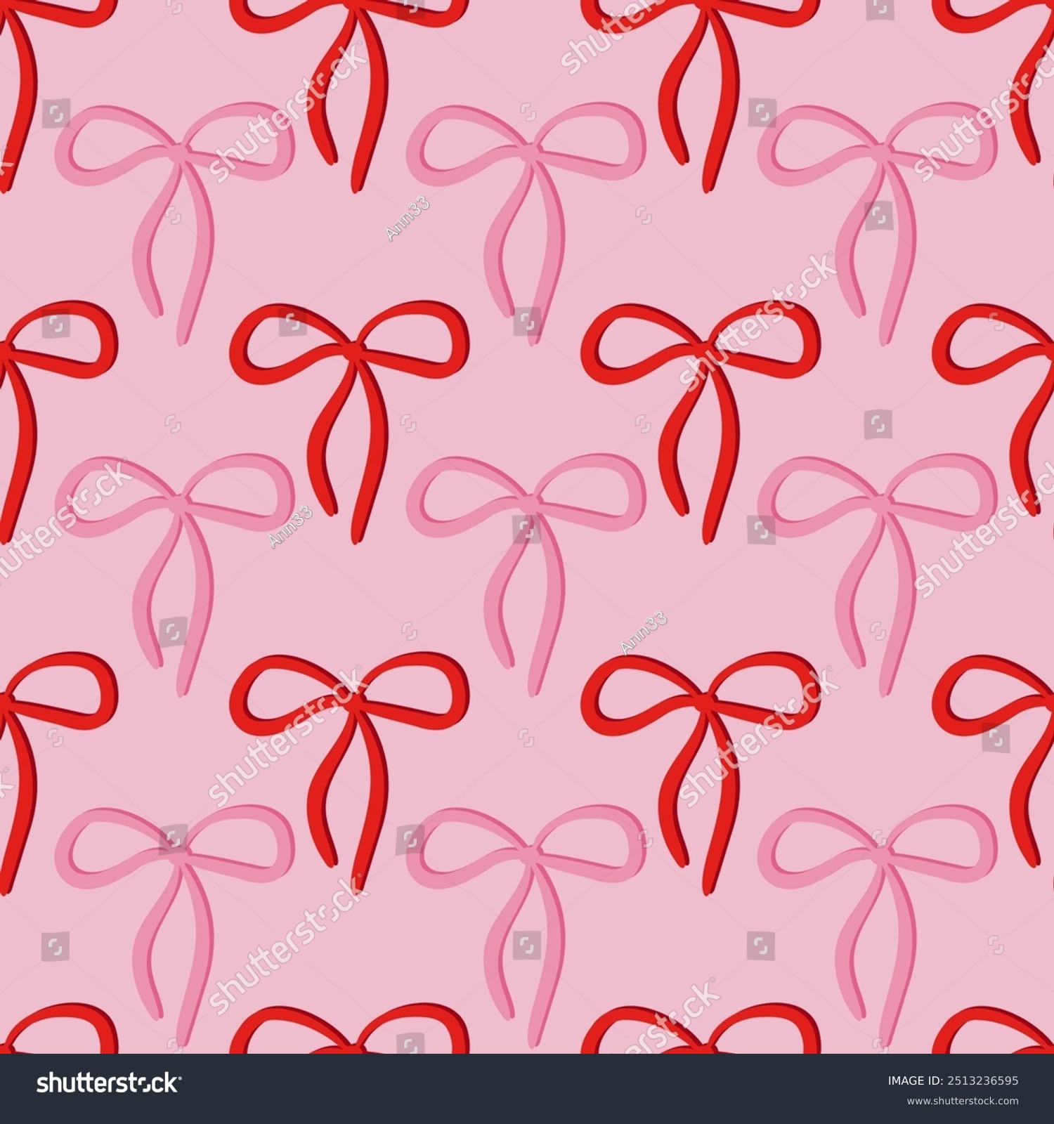 Bows Seamless Pattern Background in Pink and Red Colours.