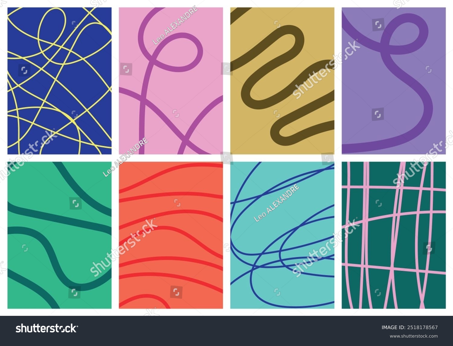 Simple backgrounds with lines  curves and bright colors