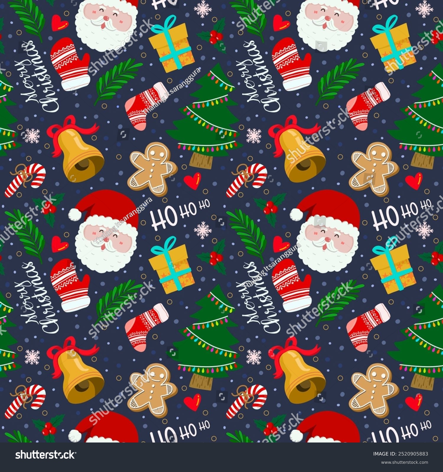 Merry christmas symbols holidays winter decoration ornament collection. Hand drawn greeting card christmas symbols.seamless pattern