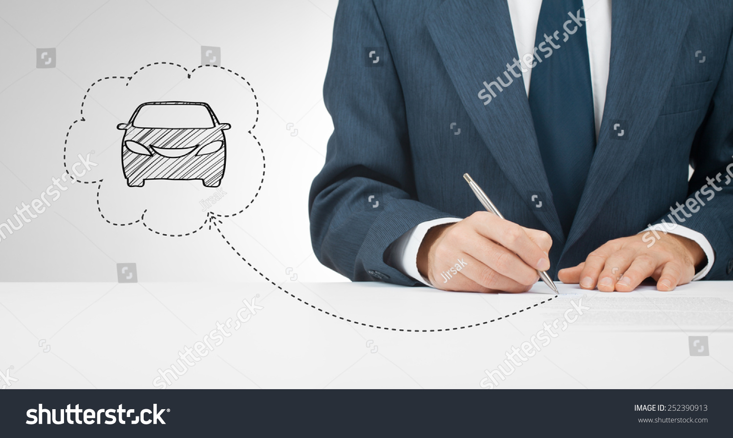 Sign car insurance  leasing or rental agreement or another car related document.