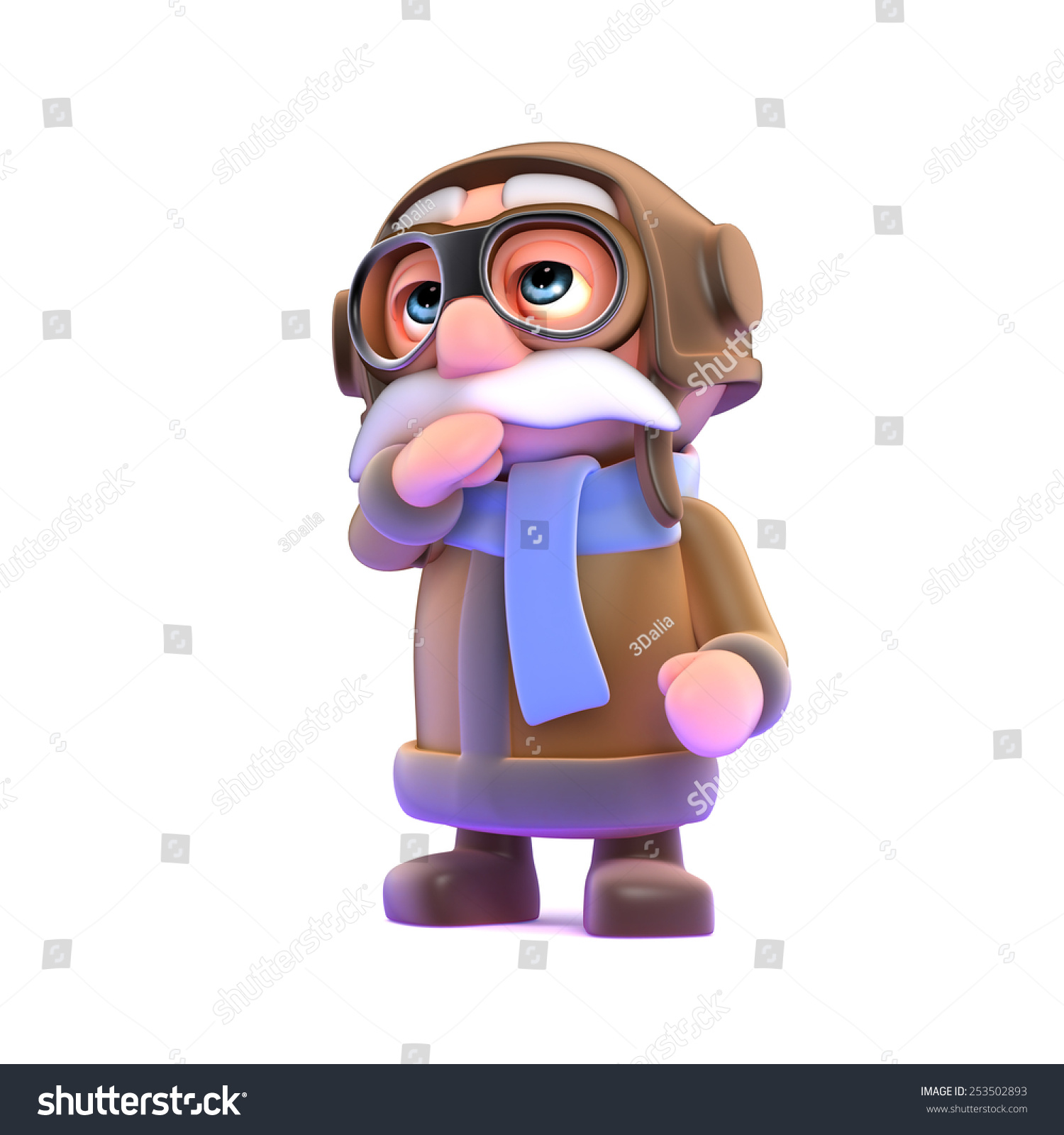 3d render of a pilot thinking.