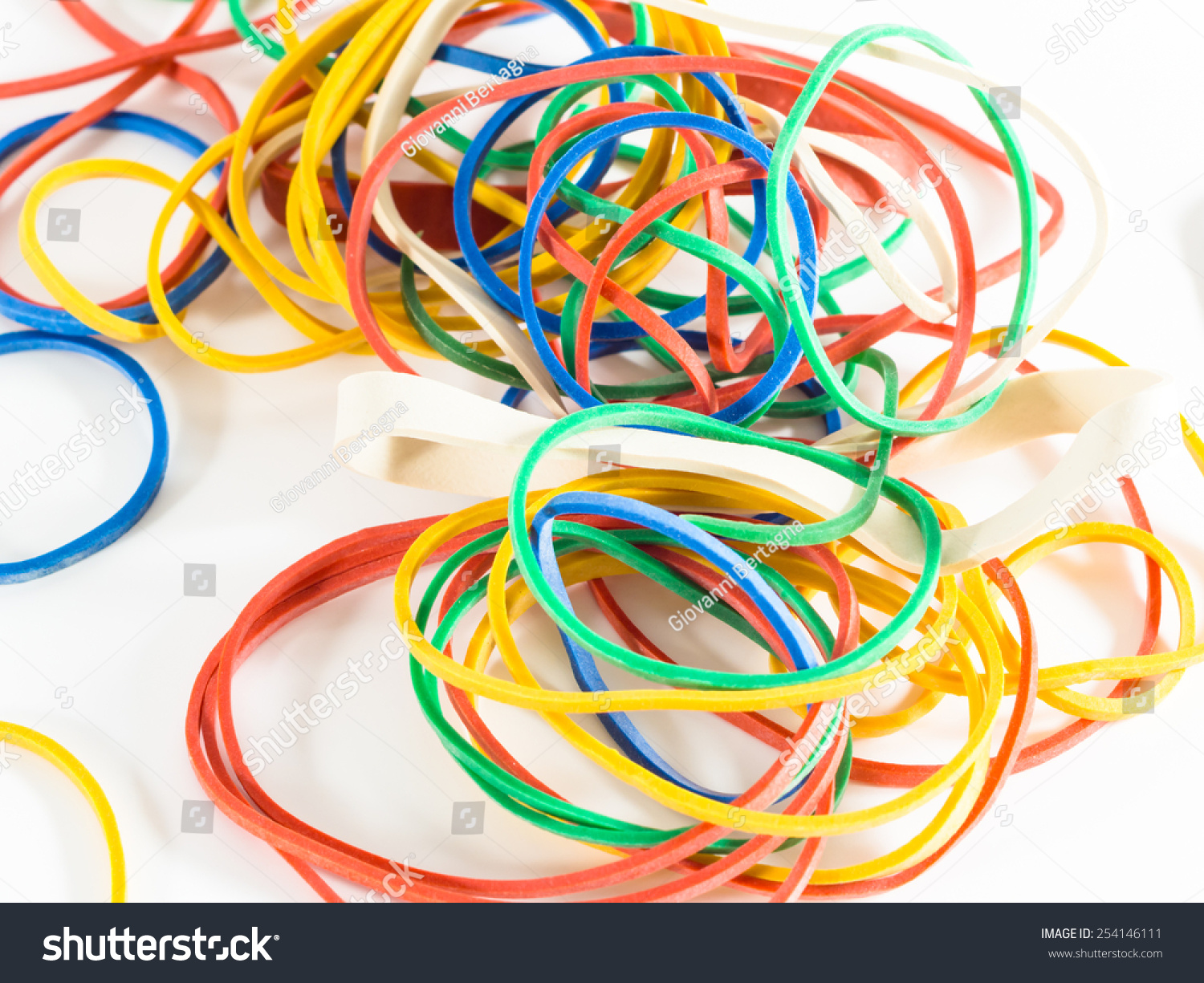 colorful rubber bands isolated on white