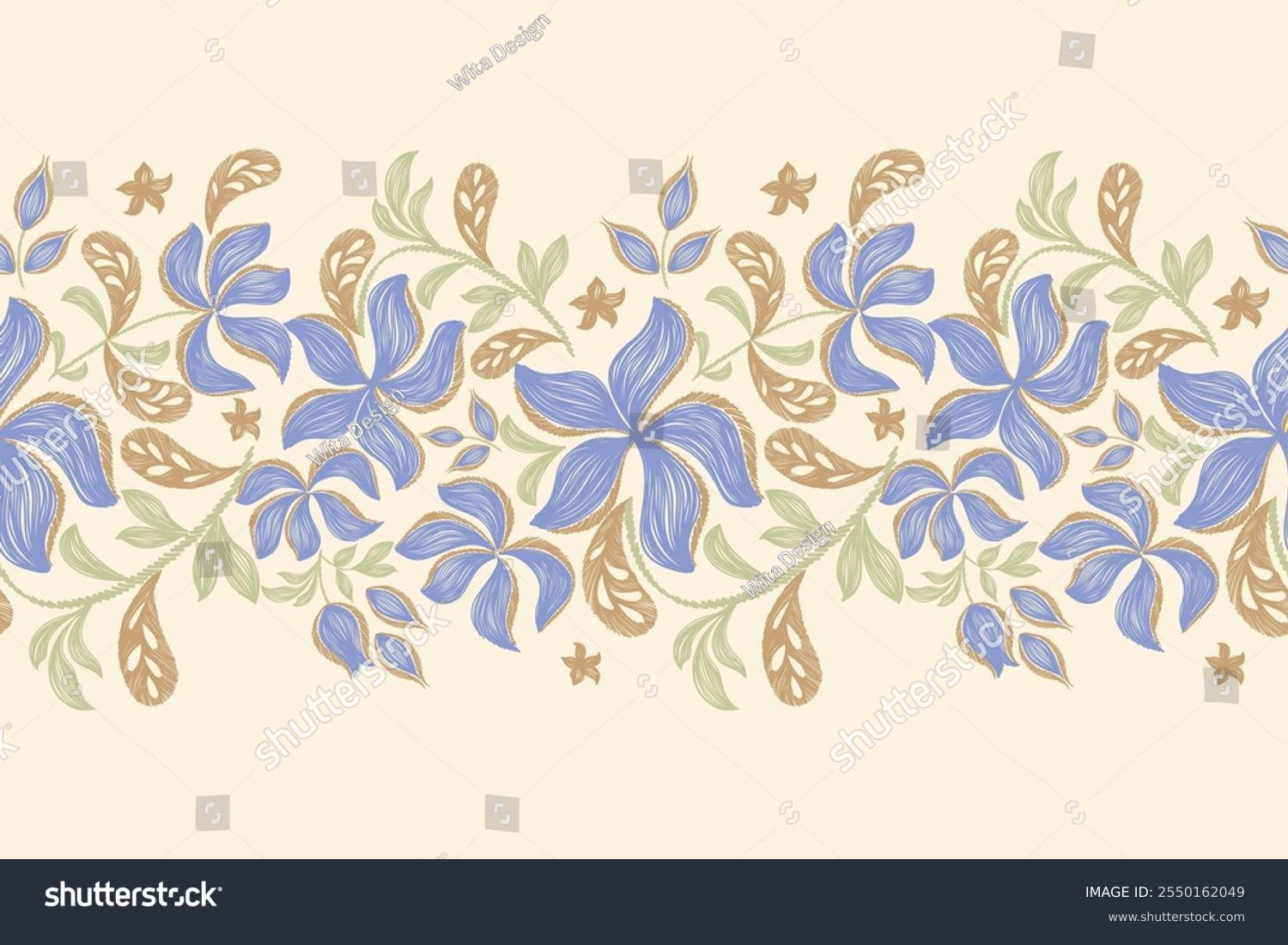Flowers pattern seamless.Blue flowers Ikat vintage design paisley ...