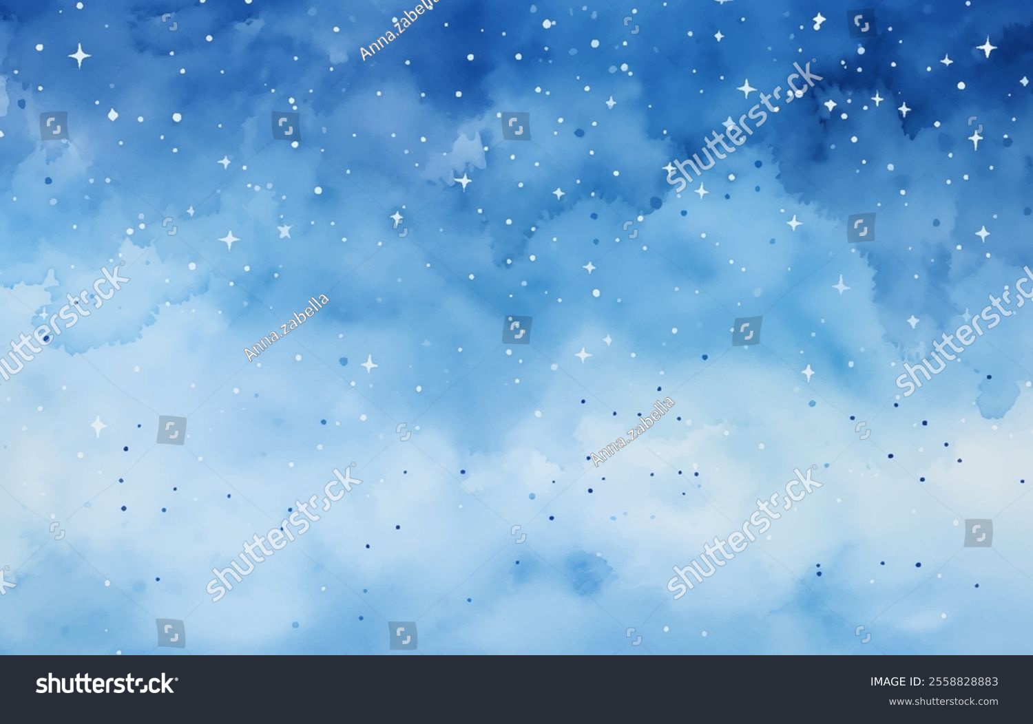 Watercolor painting of a starry night sky inviting to dream and wonder ...